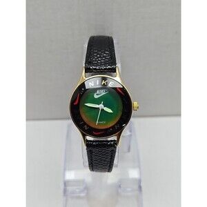 Womens Nike Air Mood Watch Green Color Changing Dial Gold Tone New Battery USA